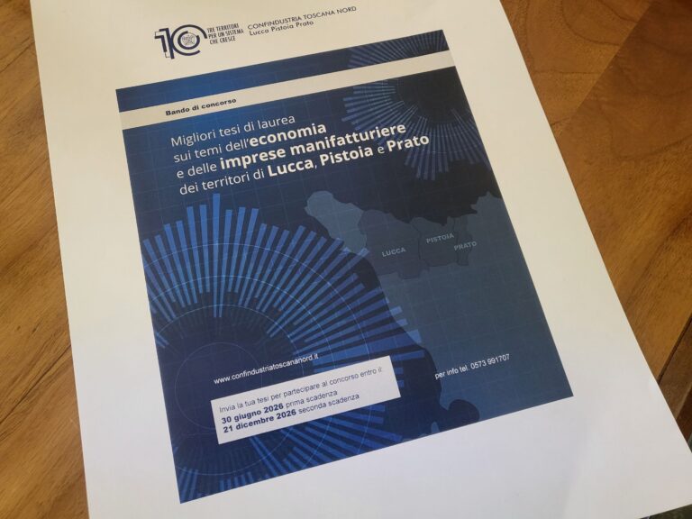 Confindustria Toscana Nord lancia il Concorso per le migliori tesi sulle imprese di Lucca, Pistoia e Prato